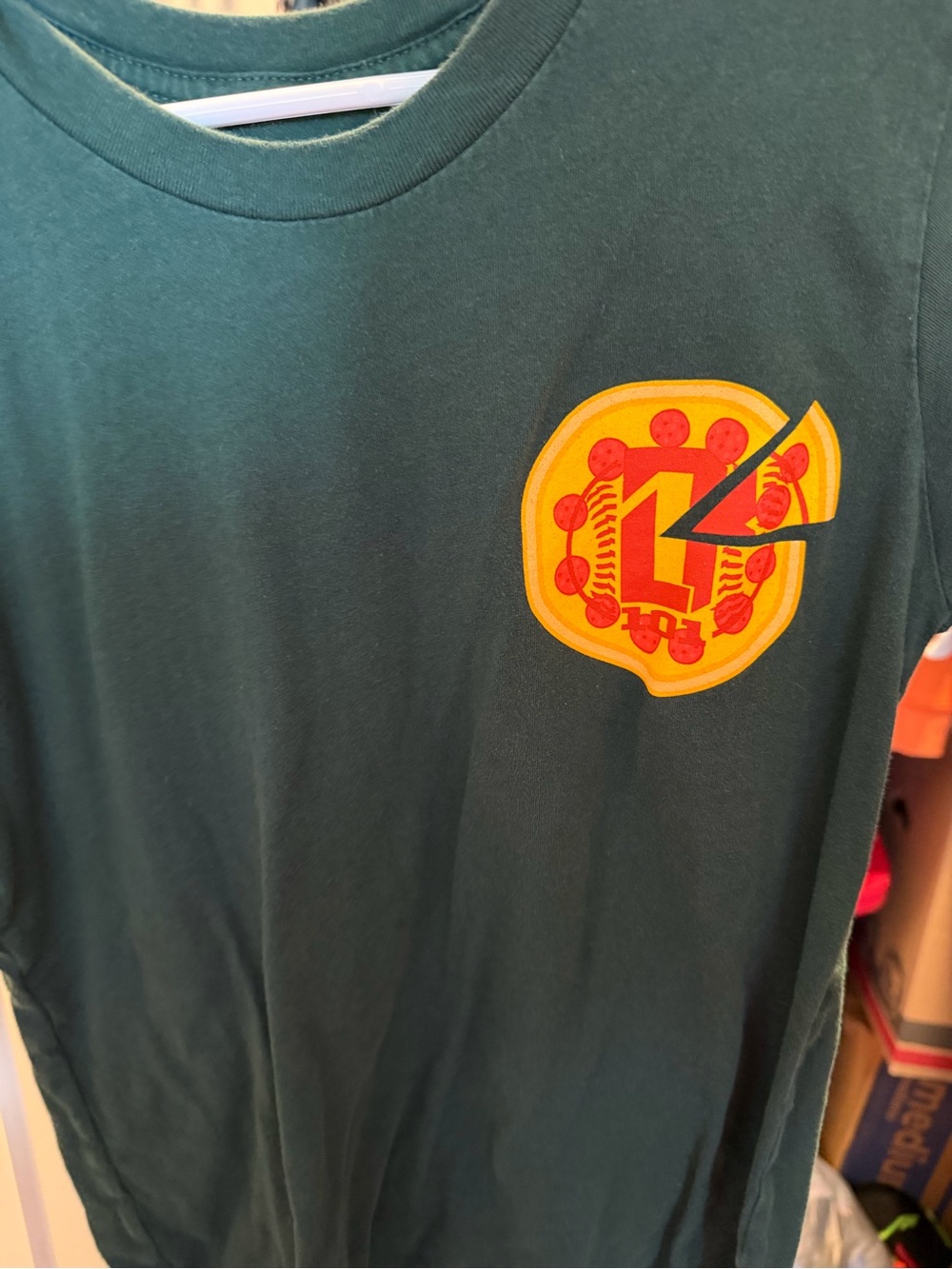 Kids Short Sleeve Tee in Forest Green with Yellow Patch